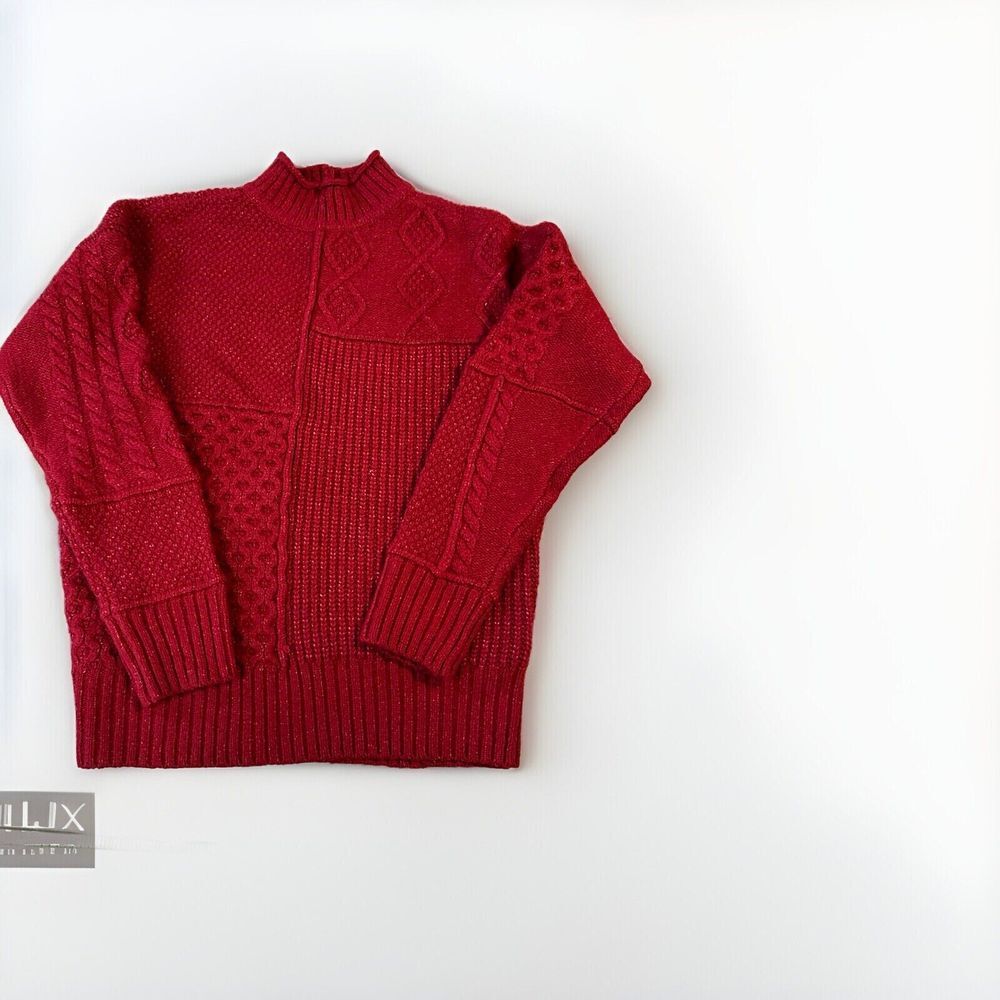 American Eagle Sweater Womens XS Red Pullover Chunky Knit Mock Neck EUC
